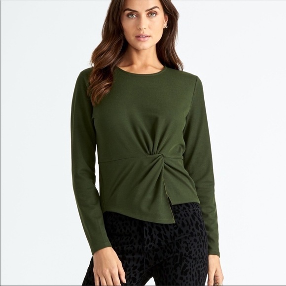 NWOT Rachel Roy Val Knot Front Long Sleeve Top XS - Picture 1 of 8